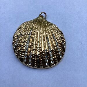 Gold Seashell Pendant with Rhinestones